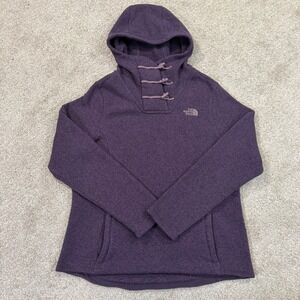 The North Face L Crescent Hooded Pullover Purple Heather Toggle Fleece Sweater